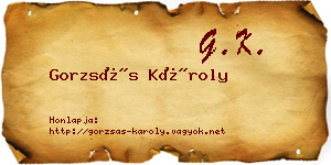 Gorzsás Károly névjegykártya